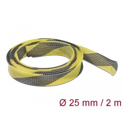 Koszulka pleciona rozciągana 2 m x 25 mm czarno-żółta Delock 20747
