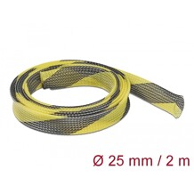 Koszulka pleciona rozciągana 2 m x 25 mm czarno-żółta Delock 20747