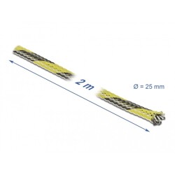 Koszulka pleciona rozciągana 2 m x 25 mm czarno-żółta Delock 20747 Koszulka pleciona rozciągana 2 m x 25 mm czarno-żółta Delock 20747