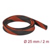 Koszulka pleciona rozciągana 2 m x 25 mm czarno-czerwona Delock 20748