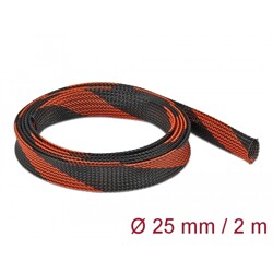 Koszulka pleciona rozciągana 2 m x 25 mm czarno-czerwona Delock 20748