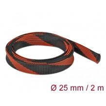 Koszulka pleciona rozciągana 2 m x 25 mm czarno-czerwona Delock 20748