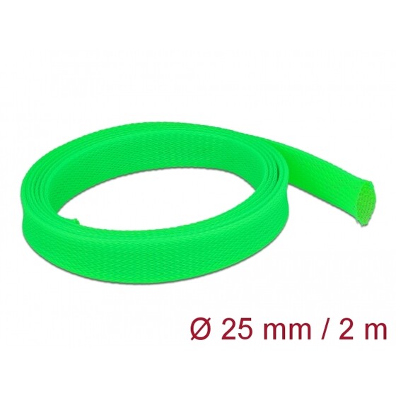 Koszulka pleciona rozciągana 2 m x 25 mm zielona Delock 20749