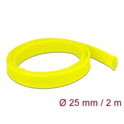 Koszulka pleciona rozciągana 2 m x 25 mm żółta Delock 20750