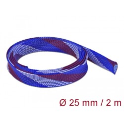 Koszulka pleciona rozciągana 2 m x 25 mm niebiesko-czerwono-biała Delock 20751