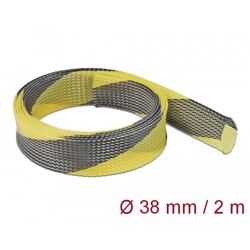 Koszulka pleciona rozciągana 2 m x 38 mm czarno-żółta Delock 20752