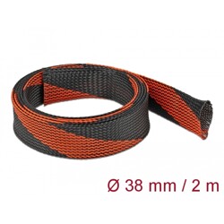 Koszulka pleciona rozciągana 2 m x 38 mm czarno-czerwona Delock 20753