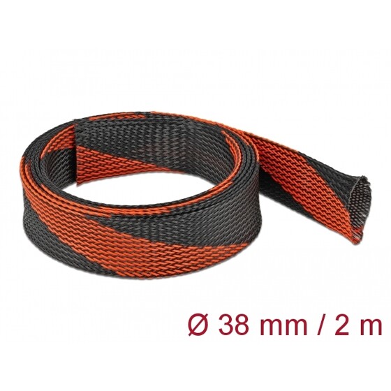 Koszulka pleciona rozciągana 2 m x 38 mm czarno-czerwona Delock 20753