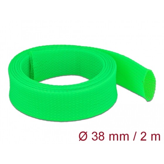 Koszulka pleciona rozciągana 2 m x 38 mm zielona Delock 20754