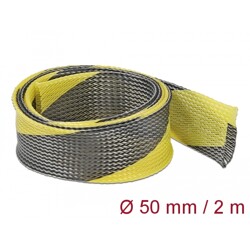Koszulka pleciona rozciągana 2 m x 50 mm czarno-żółta Delock 20757