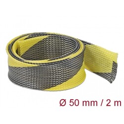 Koszulka pleciona rozciągana 2 m x 50 mm czarno-żółta Delock 20757
