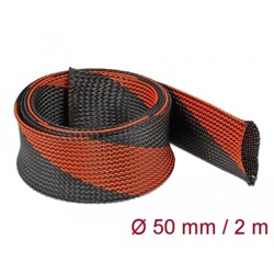 Koszulka pleciona rozciągana 2 m x 50 mm czarno-czerwona Delock 20758
