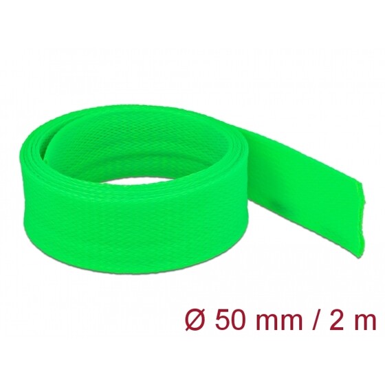 Koszulka pleciona rozciągana 2 m x 50 mm zielona Delock 20759