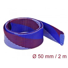 Koszulka pleciona rozciągana 2 m x 50 mm niebiesko-czerwono-biała Delock 20761