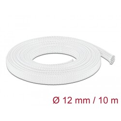 Koszulka pleciona rozciągana 10 m x 12 mm biała Delock 20804