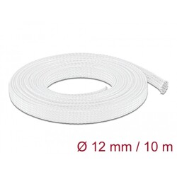 Koszulka pleciona rozciągana 10 m x 12 mm biała Delock 20804