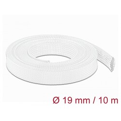 Koszulka pleciona rozciągana 10 m x 19 mm biała Delock 20805