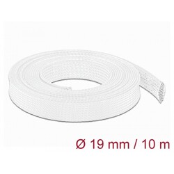 Koszulka pleciona rozciągana 10 m x 19 mm biała Delock 20805