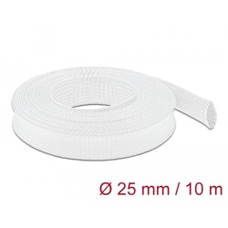 Koszulka pleciona rozciągana 10 m x 25 mm biała Delock 20806