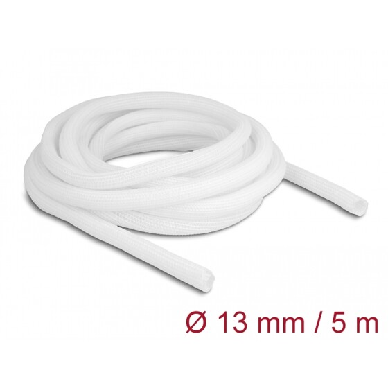 Koszulka pleciona rozciągana 5 m x 13 mm biała Delock 20808