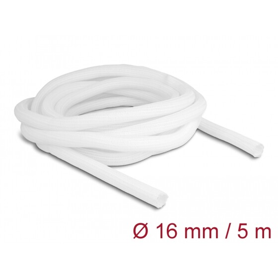 Koszulka pleciona rozciągana 5 m x 16 mm biała Delock 20809