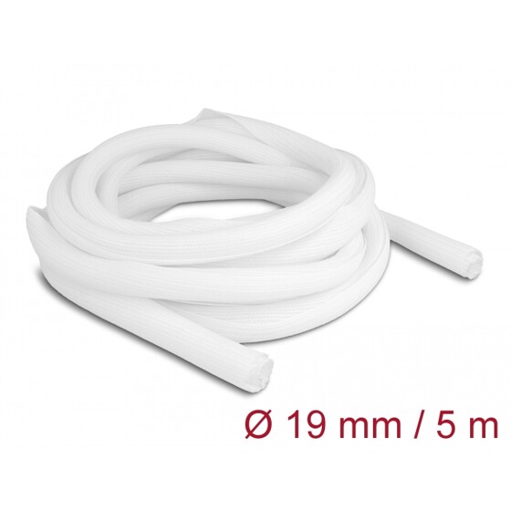 Koszulka pleciona rozciągana 5 m x 19 mm biała Delock 20810