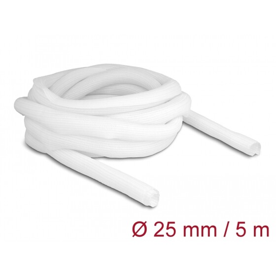 Koszulka pleciona rozciągana 5 m x 25 mm biała Delock 20811