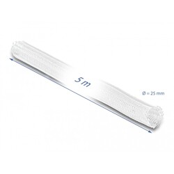 Koszulka pleciona rozciągana 5 m x 25 mm biała Delock 20811 Koszulka pleciona rozciągana 5 m x 25 mm biała Delock 20811
