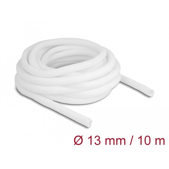 Koszulka pleciona rozciągana 10 m x 13 mm biała Delock 20813