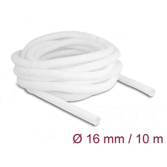 Koszulka pleciona rozciągana 10 m x 16 mm biała Delock 20814