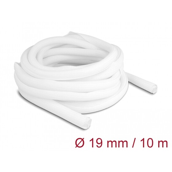 Koszulka pleciona rozciągana 10 m x 19 mm biała Delock 20815