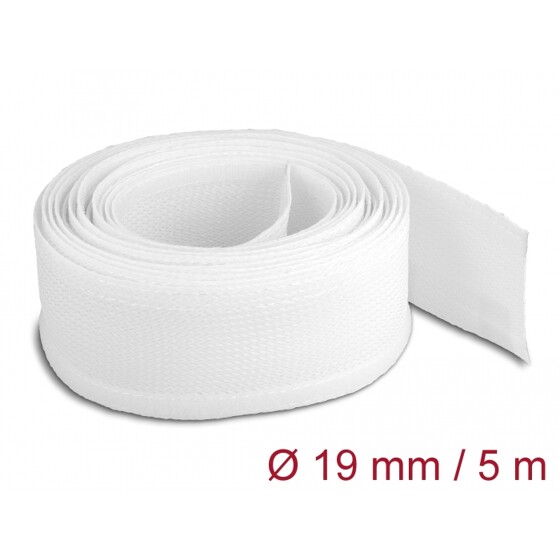 Koszulki plecione z zapięciem haczyk-pętelka 5 m x 19 mm białe Delock 20817