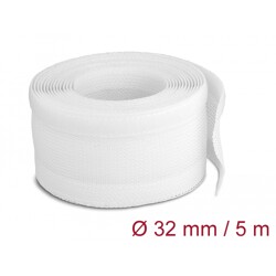 Koszulki plecione z zapięciem haczyk-pętelka 5 m x 32 mm białe Delock 20818