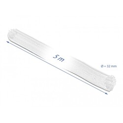 Koszulki plecione z zapięciem haczyk-pętelka 5 m x 32 mm białe Delock 20818 Koszulki plecione z zapięciem haczyk-pętelka 5 m x 32 mm białe Delock 20818