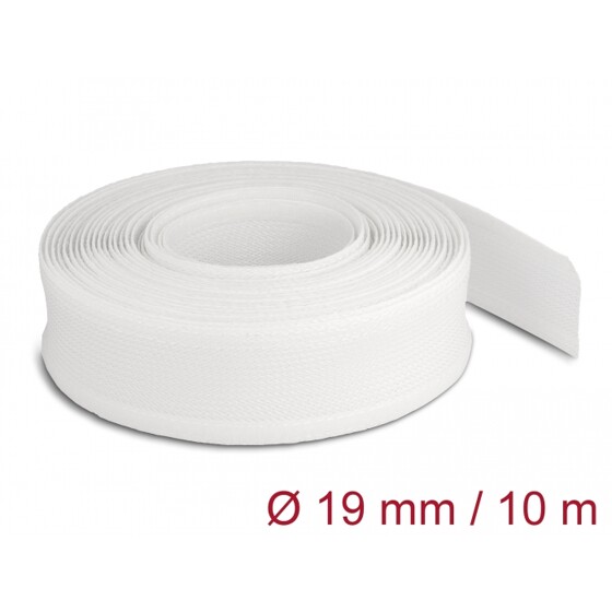 Koszulki plecione z zapięciem haczyk-pętelka 10 m x 19 mm białe Delock 20819