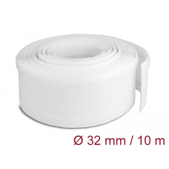 Koszulki plecione z zapięciem haczyk-pętelka 10 m x 32 mm białe Delock 20820