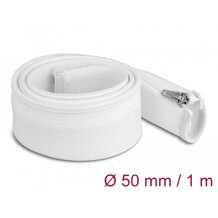 Koszulka pleciona z suwakiem odporna na temperaturę 1 m x 50 mm biała Delock 20823