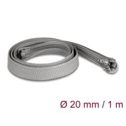Koszulka pleciona z suwakiem odporna na temperaturę 1 m x 20 mm szara Delock 20824