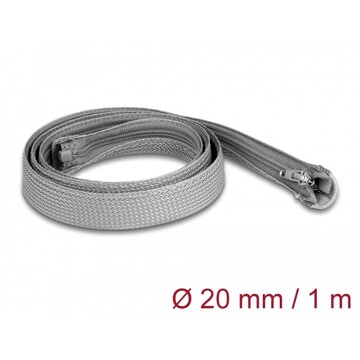 Koszulka pleciona z suwakiem odporna na temperaturę 1 m x 20 mm szara Delock 20824