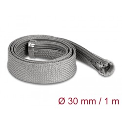 Koszulka pleciona z suwakiem odporna na temperaturę 1 m x 30 mm szara Delock 20825