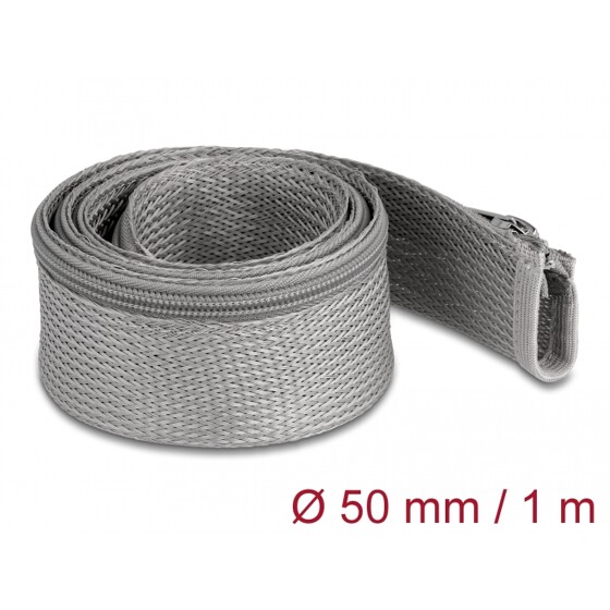 Koszulka pleciona z suwakiem odporna na temperaturę 1 m x 50 mm szara Delock 20826