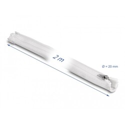 Koszulka pleciona z suwakiem odporna na temperaturę 2 m x 20 mm biała Delock 20827 Koszulka pleciona z suwakiem odporna na temperaturę 2 m x 20 mm biała Delock 20827