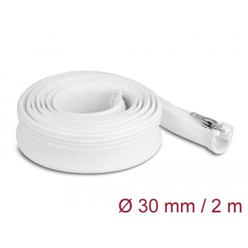 Koszulka pleciona z suwakiem odporna na temperaturę 2 m x 30 mm biała Delock 20828