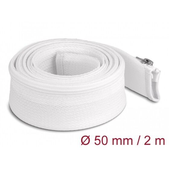 Koszulka pleciona z suwakiem odporna na temperaturę 2 m x 50 mm biała Delock 20829