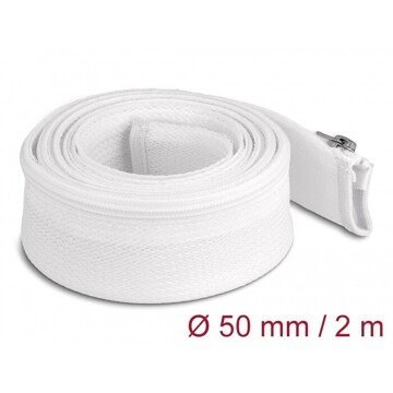 Koszulka pleciona z suwakiem odporna na temperaturę 2 m x 50 mm biała Delock 20829