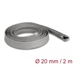 Koszulka pleciona z suwakiem odporna na temperaturę 2 m x 20 mm szara Delock 20830