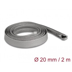 Koszulka pleciona z suwakiem odporna na temperaturę 2 m x 20 mm szara Delock 20830