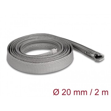 Koszulka pleciona z suwakiem odporna na temperaturę 2 m x 20 mm szara Delock 20830