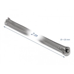 Koszulka pleciona z suwakiem odporna na temperaturę 2 m x 20 mm szara Delock 20830 Koszulka pleciona z suwakiem odporna na temperaturę 2 m x 20 mm szara Delock 20830