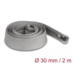 Koszulka pleciona z suwakiem odporna na temperaturę 2 m x 30 mm szara Delock 20831